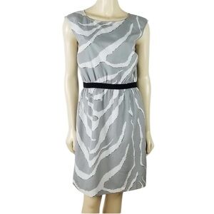 Loft sleeveless gray and white elastic waist dress size large